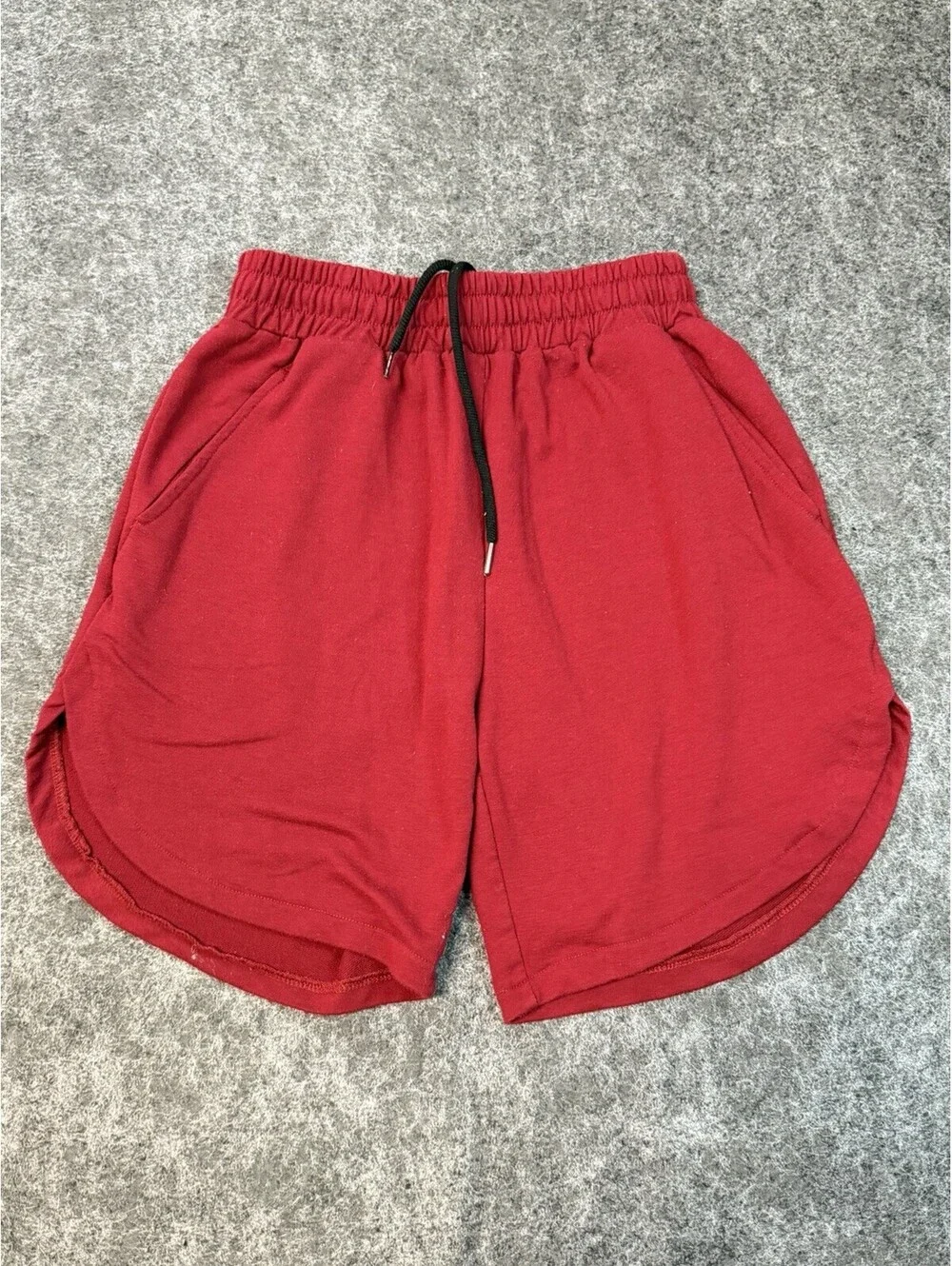 COOFANDY Men’s Red Athletic Sweat Shorts Zip Pockets Drawstring Size S